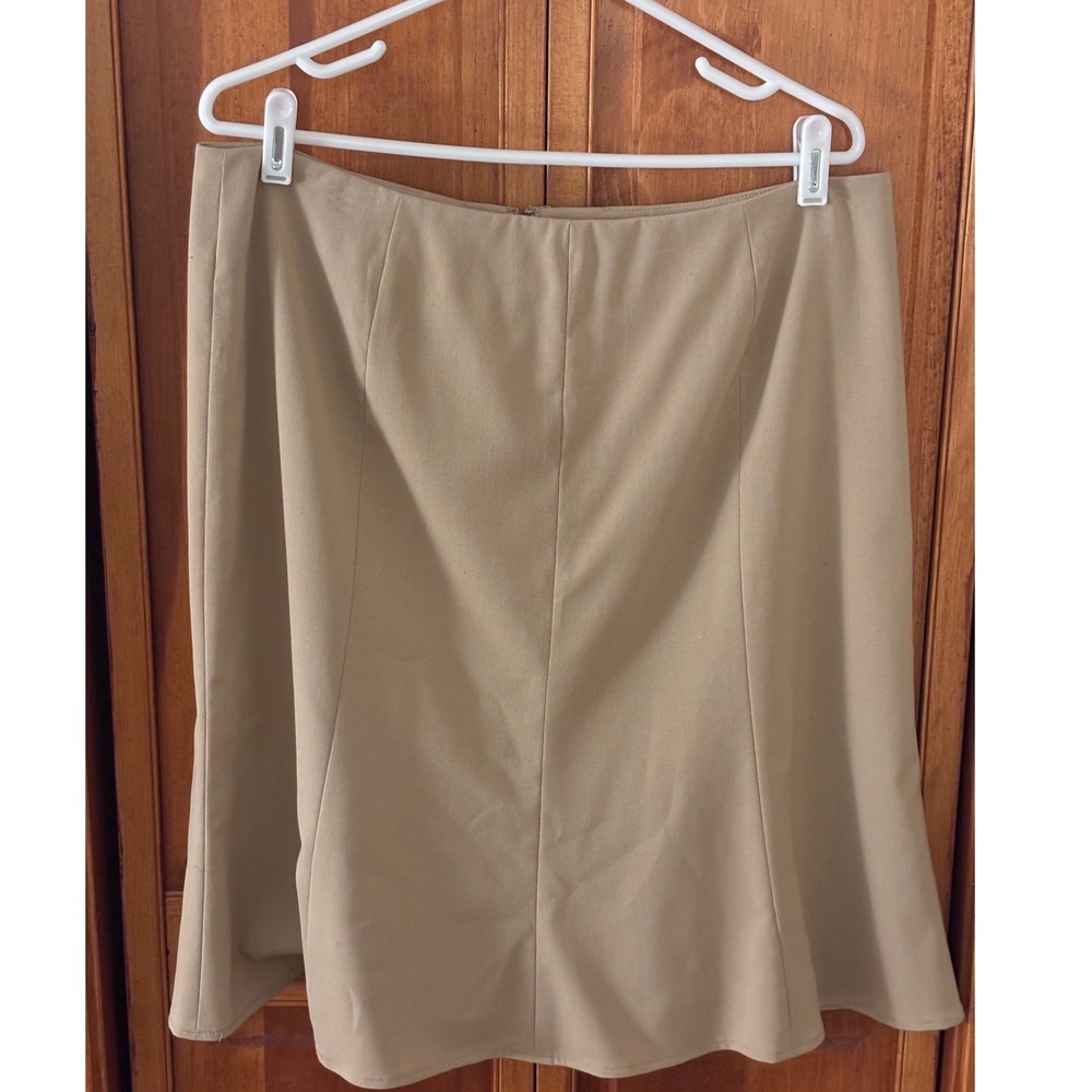 Covington Skirt Women 16P Tan Petite Stretch A-Line Flared Excellent Preowned